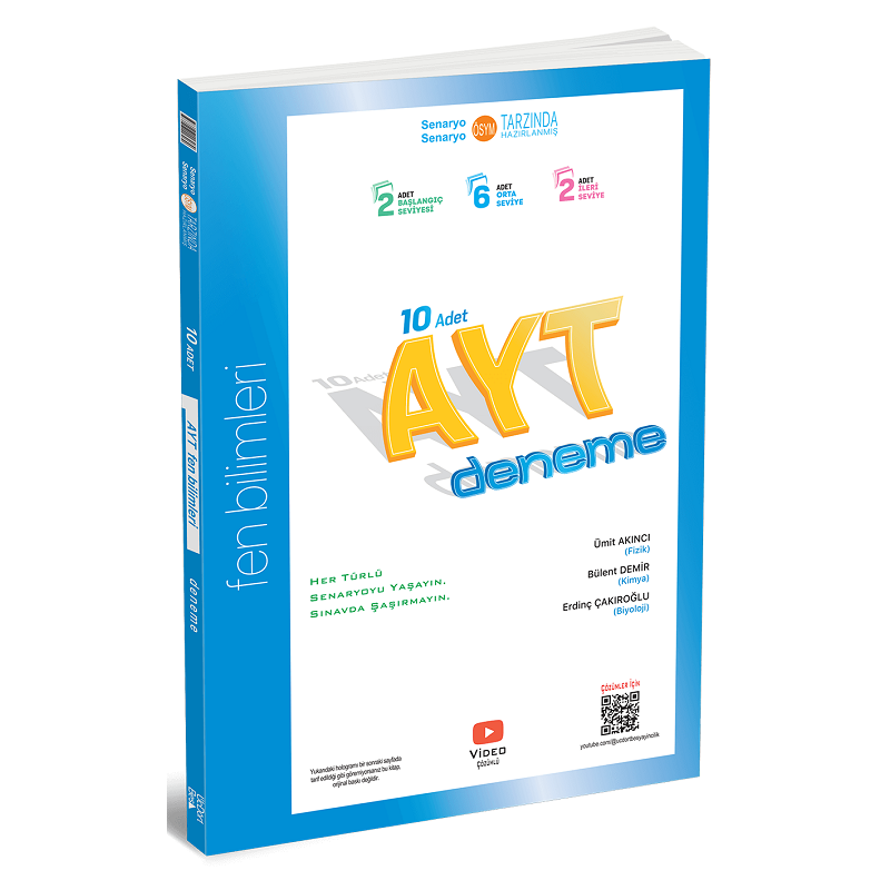 2025 YKS AYT Fen Bilimleri 10 Deneme Çözümlü Üç Dört Beş Yayınları