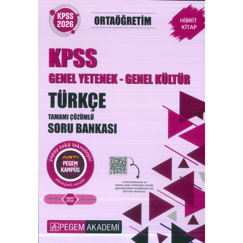 Ortaöğretim KPSS Türkçe Tamamı Çözümlü Soru Bankası Pegem Akademi