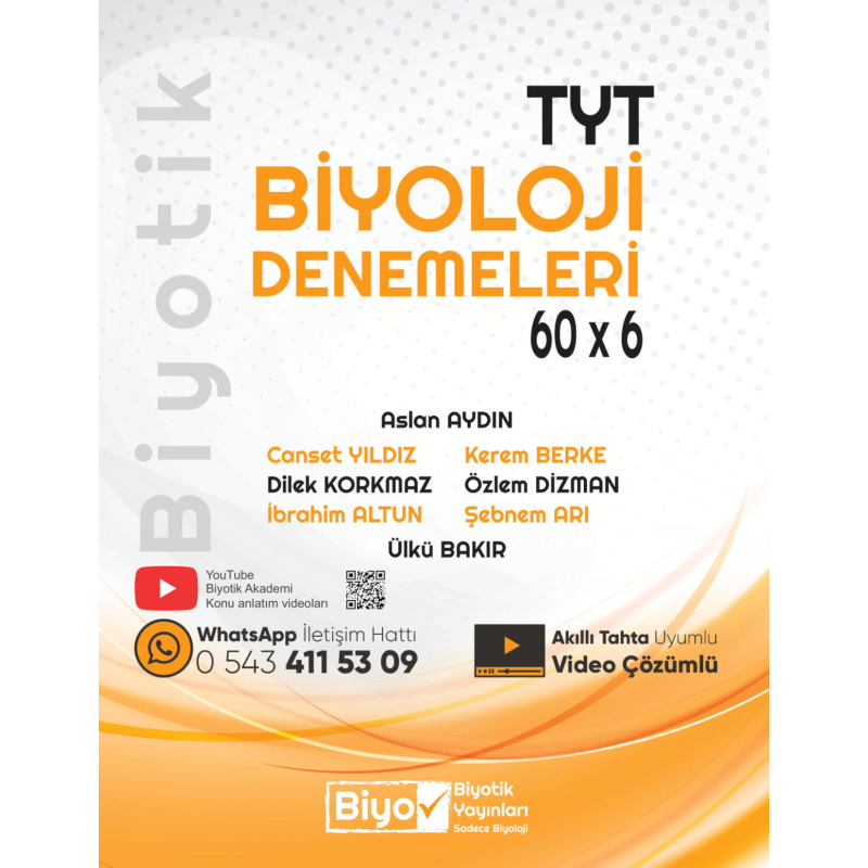 TYT Biyoloji Biyotik 60 x 6 Denemeleri Biyotik Yayınları