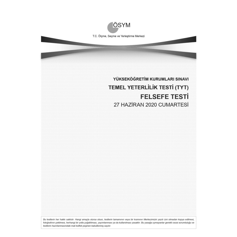 FELSEFE SON 11 YIL ÇIKMIŞ SORULAR (TYT) (2020 DAHİL)