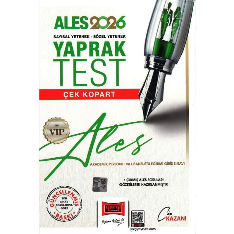 2026 ALES VIP Sayısal-Sözel Yetenek Çek Kopart Yaprak Test Yargı Yayınevi