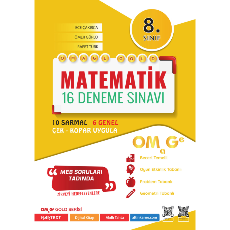 8. Sınıf Omage Gold Matematik 16 Deneme Sınavı Omage Yayınları