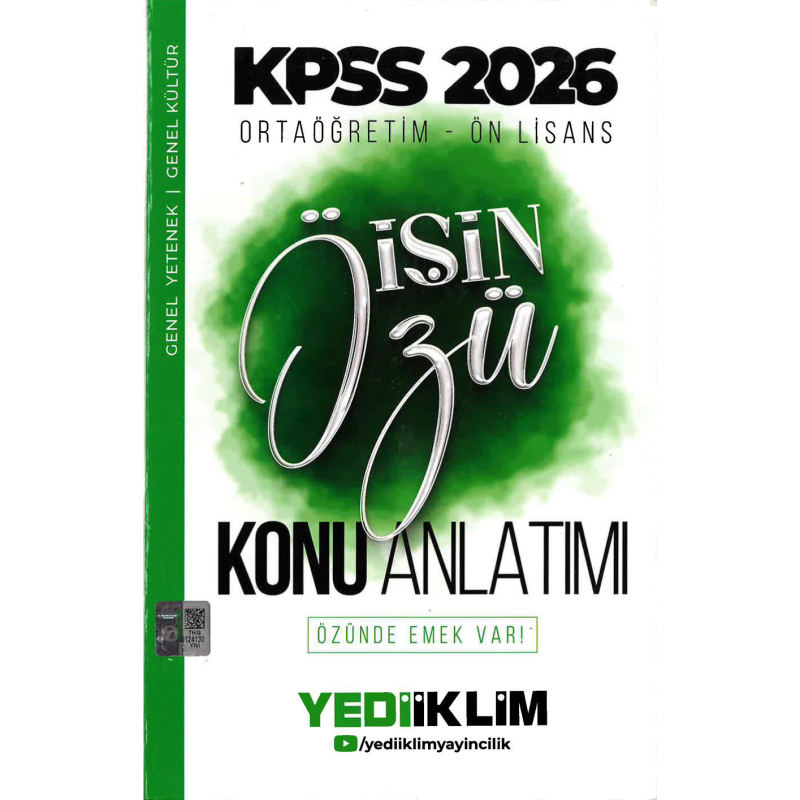 2026 Kpss Ortaöğretim-Önlisans İşin Özü Tek Kitap Tamamı Renkli Konu Anlatımı Yediiklim Yayınları