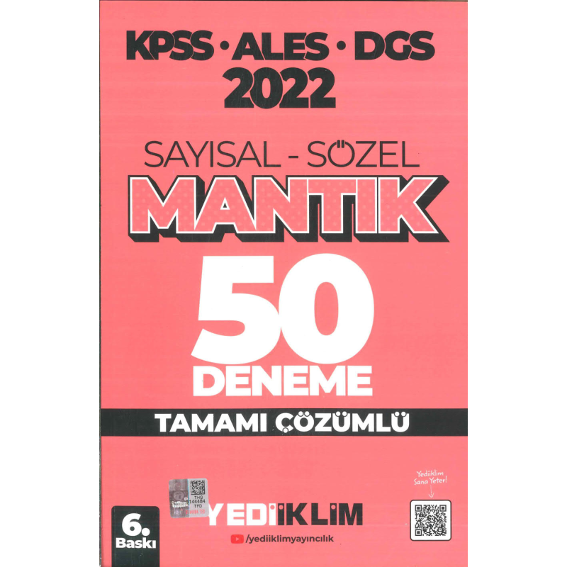 KPSS ALES DGS SAYISAL-SÖZEL MANTIK 50 DENEME TAMAMI ÇÖZÜMLÜ