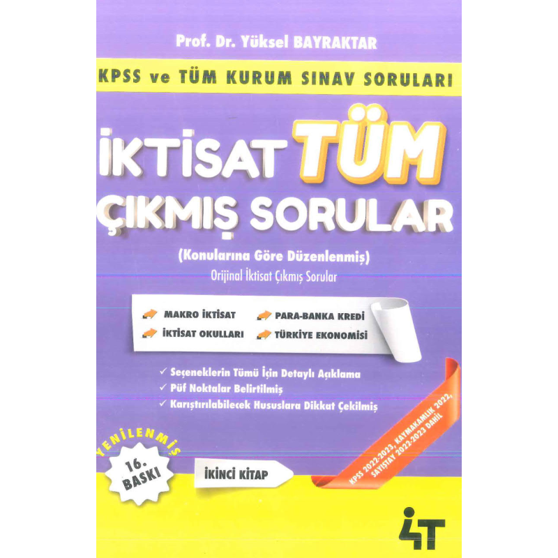 İktisat Tüm Çıkmış Sorular 2. Kitap 4T Yayınevi Yüksel Bayraktar