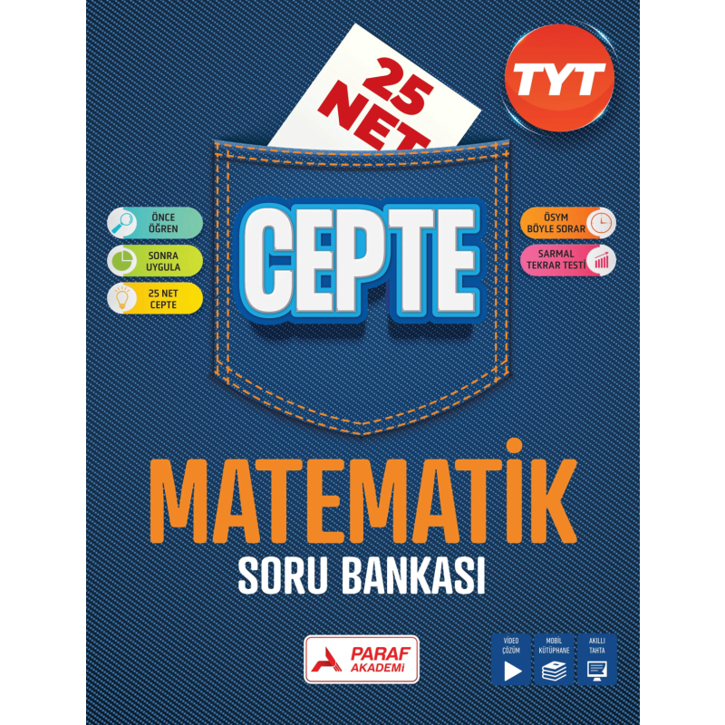 TYT Matematik Soru Bankası 25 Net Cepte Soru Bankası PRF Paraf Yayınları