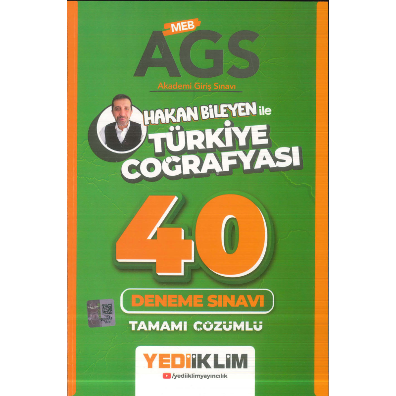 2025 MEB AGS Hakan Bileyen ile Türkiye Coğrafyası Tamamı Çözümlü 40 Deneme Sınavı Yediiklim Yayınları