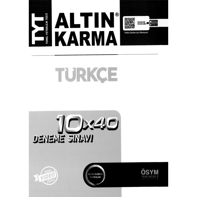 TYT Türkçe Tamamı Video Çözümlü 10x40 Deneme Sınavı