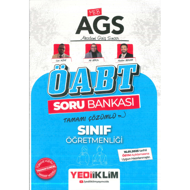 2025 MEB-AGS ÖABT Sınıf Öğretmenliği Soru Bankası Çözümlü Yediiklim Yayınları