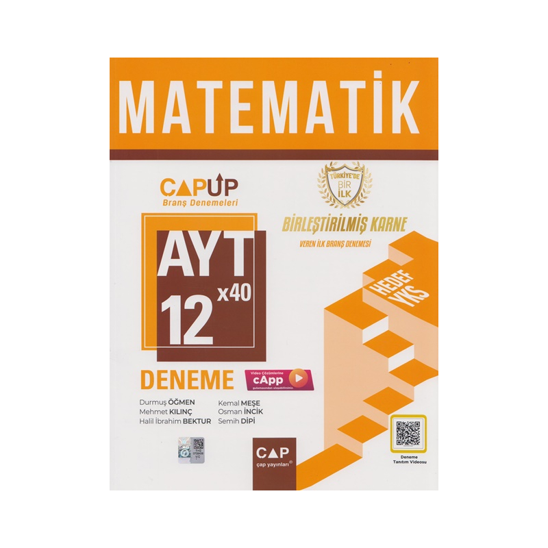 AYT Matematik Birleştirilmiş Karne 12x40 UP Deneme Video Çözümlü Çap Yayınları