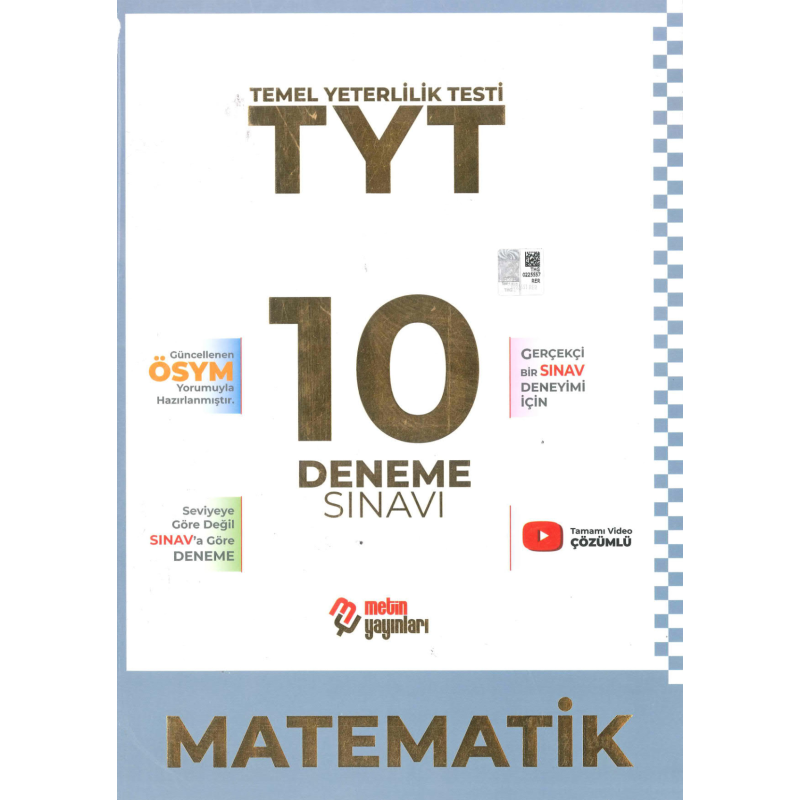 TYT Matematik Tamamı Video Çözümlü 10 Deneme Sınavı