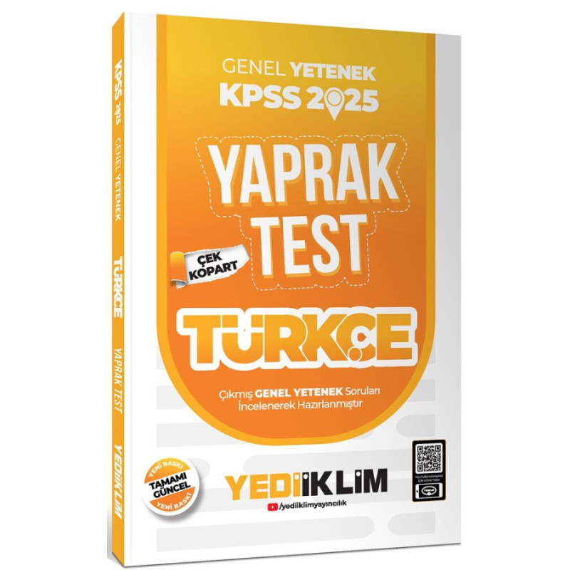 2025 KPSS Türkçe Yaprak Test Yediiklim Yayınları
