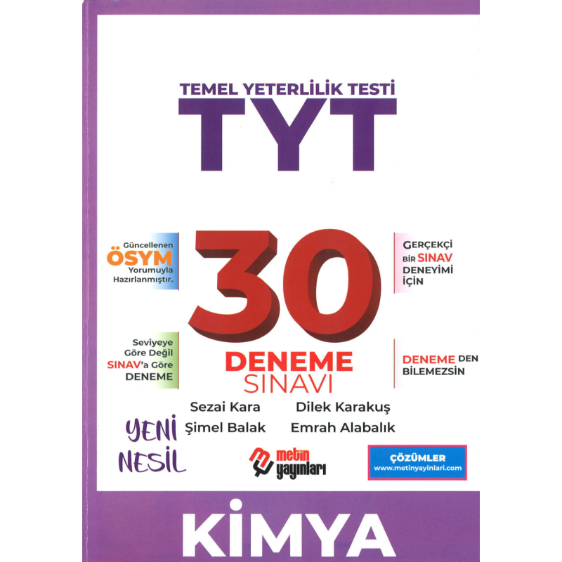 TYT Kimya 30 Deneme Sınavı
