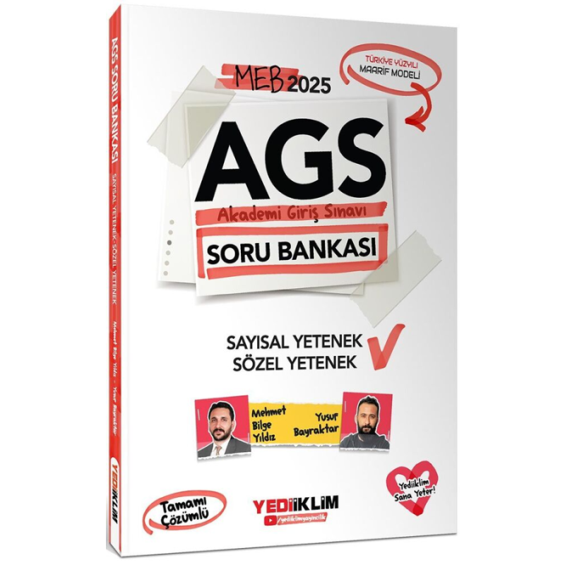 2025 MEB AGS Sözel Yetenek Sayısal Yetenek Tamamı Çözümlü Soru Bankası Yediiklim Yayınları