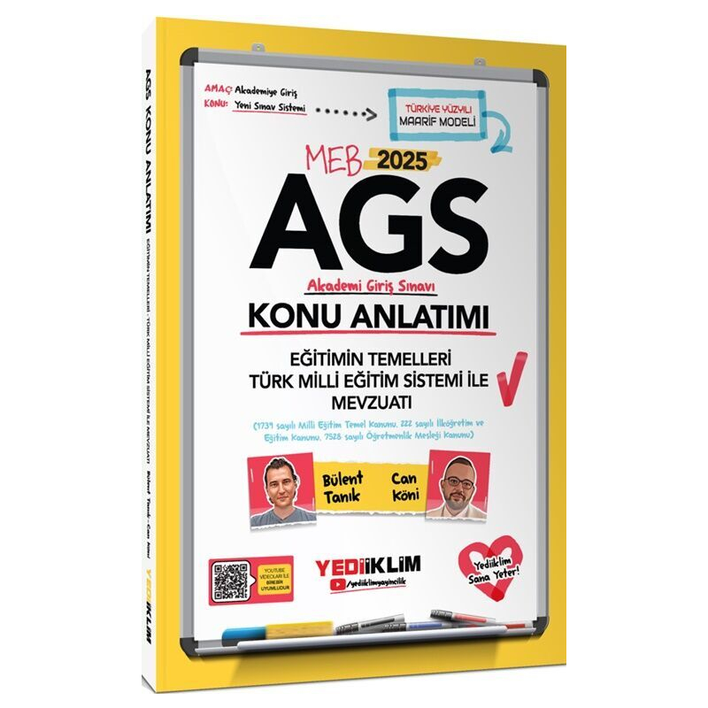 2025 MEB AGS Eğitimin Temelleri Türk Milli Eğitim Sistemi ile Mevzuatı Konu Anlatımı Yediiklim Yayınları