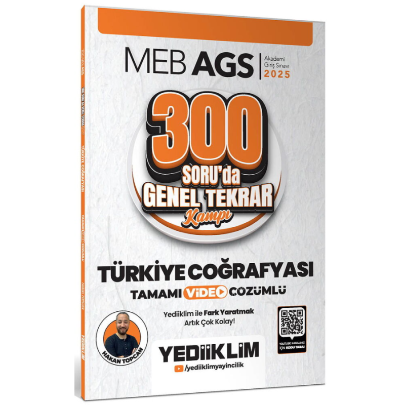 2025 MEB AGS Türkiye Coğrafyası 300 Soruda Tamamı Video Çözümlü Genel Tekrar Kampı Yediiklim Yayınları