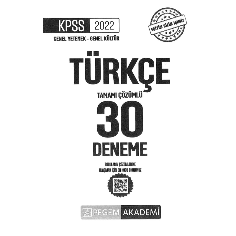 30LU TÜRKÇE ÇÖZÜMLÜ DENEME