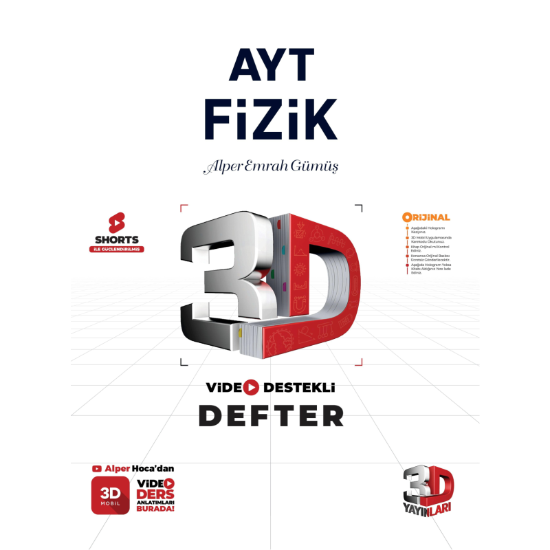 3D AYT Fizik Video Destekli Defter