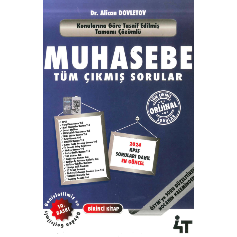 4T Yayınları Muhasebe Çıkmış Sorular 1. Kitap Alican Dovletov