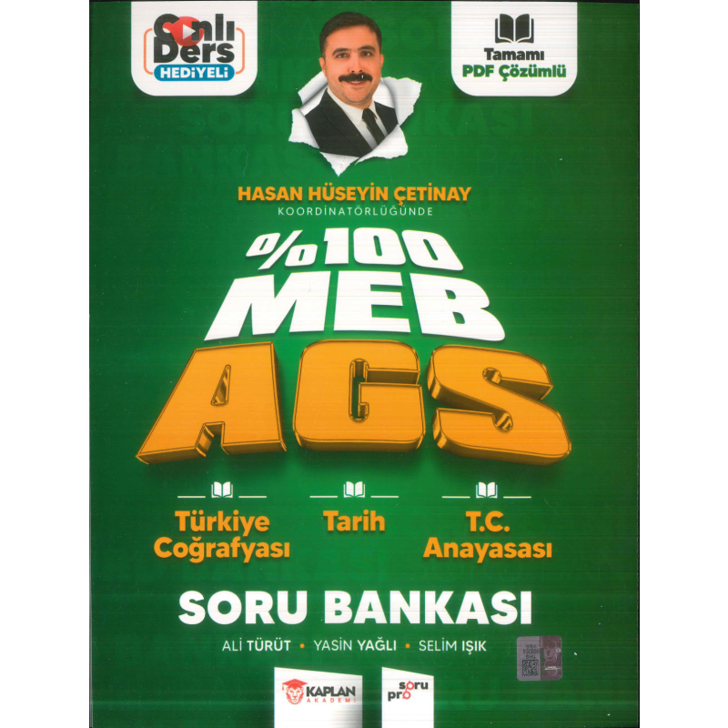 2025 %100 MEB AGS Türkiye Coğrafyası - TArih - TC Anayasası Soru Bankası Kaplan Akademi