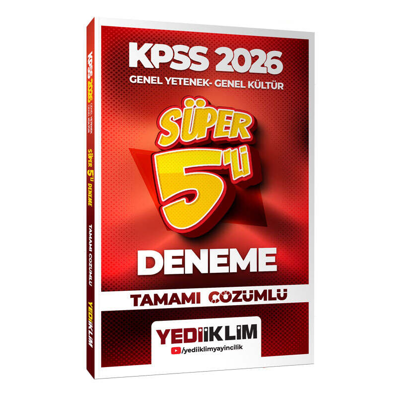 2026 KPSS Genel Yetenek Genel Kültür Tamamı Çözümlü Süper 5 li Deneme Yediiklim Yayınları