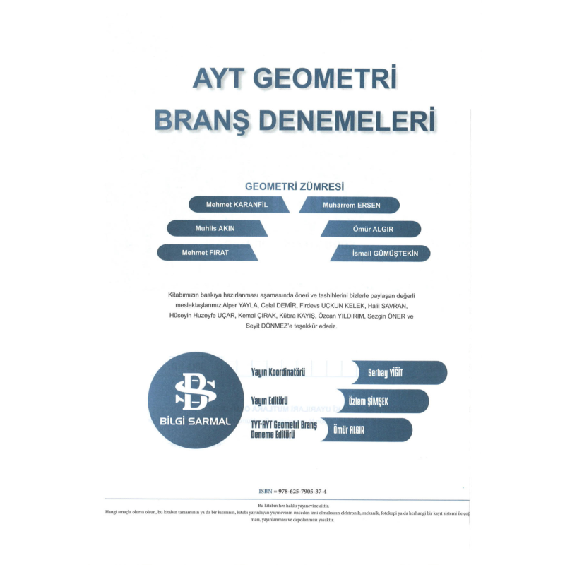 AYT Geometri 12 x 10 Branş Denemeleri