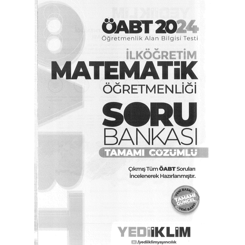 İLKÖĞRETİM MATEMATİK ÖĞRETMENLİĞİ SORU BANKASI TAMAMI ÇÖZÜMLÜ