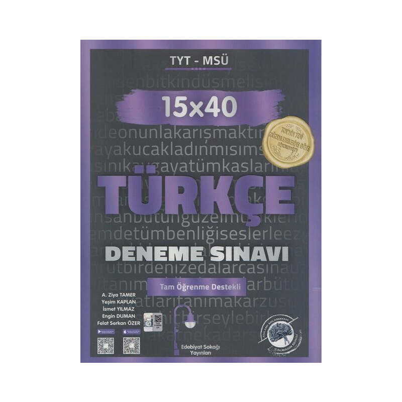 TYT Türkçe Deneme 15x40 Edebiyat Sokağı