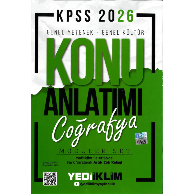 COĞRAFYA Yediiklim 2026 KPSS Genel Yetenek Genel Kültür Konu Anlatımı Modüler Yediiklim Yayınları