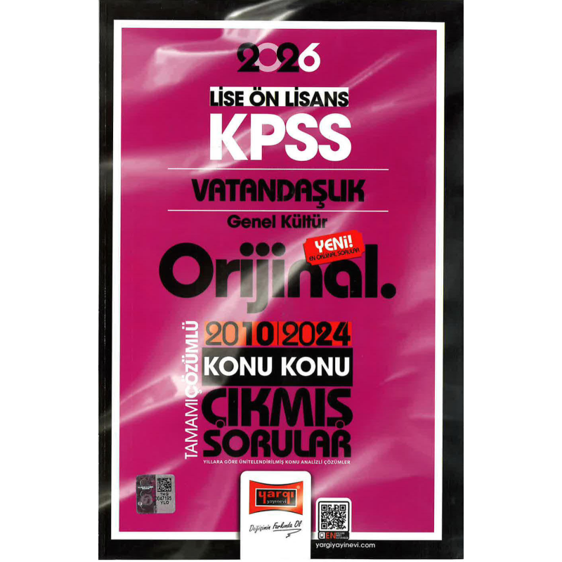 2026 KPSS Lise-Önlisans Vatandaşlık Orijinal 2010-2024 Konu Konu Çıkmış Sorular Yargı Yayınları