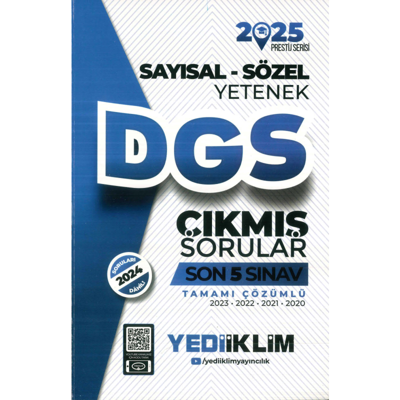 2025 DGS Sayısal-Sözel Yetenek Tamamı Çözümlü Son 5 Sınav Çıkmış Sorular Yediiklim Yayınları