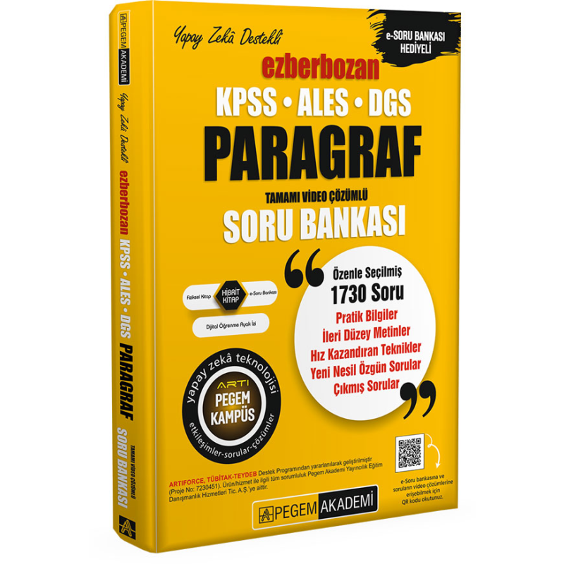 2026 AGS-KPSS-ALES-DGS Ezberbozan Paragraf Tamamı Video Çözümlü Soru Bankası Pegem Akademi Yayıncılık