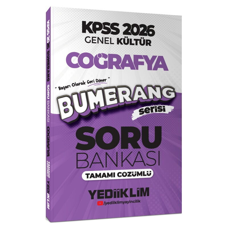 2026 KPSS Genel Kültür Bumerang Coğrafya Tamamı Çözümlü Soru Bankası Yediiklim Yayınları