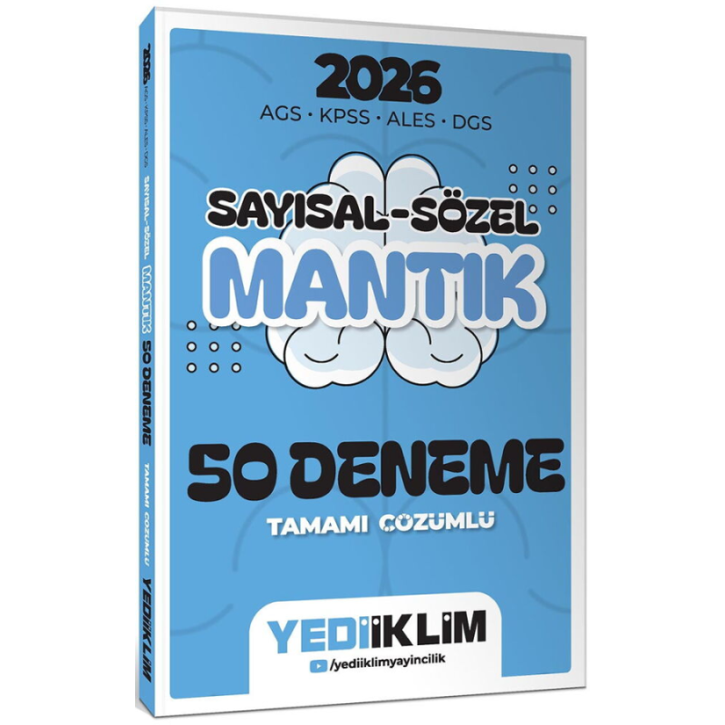 2026 AGS KPSS ALES DGS Sayısal Sözel Mantık Tamamı Çözümlü 50 Deneme Yediiklim Yayınları