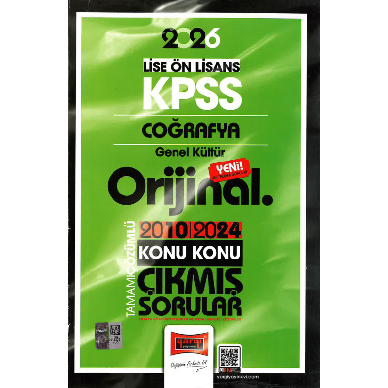 2026 KPSS Lise-Önlisans Coğrafya Orijinal 2010-2024 Konu Konu Çıkmış Sorular Yargı Yayınları