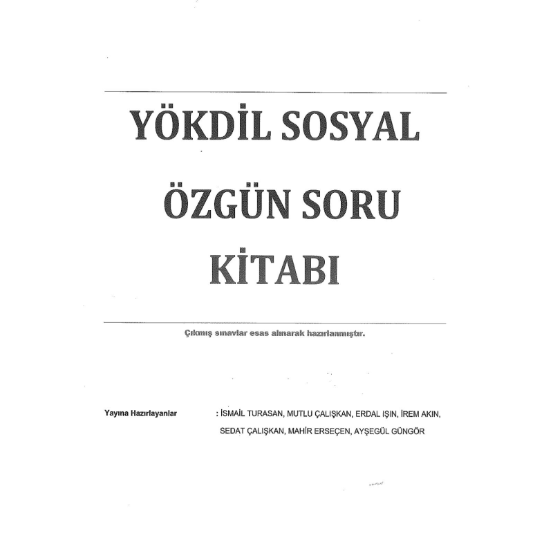 YÖKDİL SOSYAL ÖZGÜN SORU KİTABI