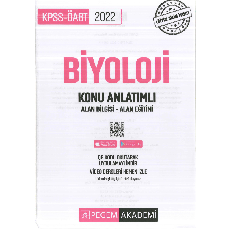 BİYOLOJİ KONU ANLATIMI ALAN BİLGİSİ - ALAN EĞİTİMİ