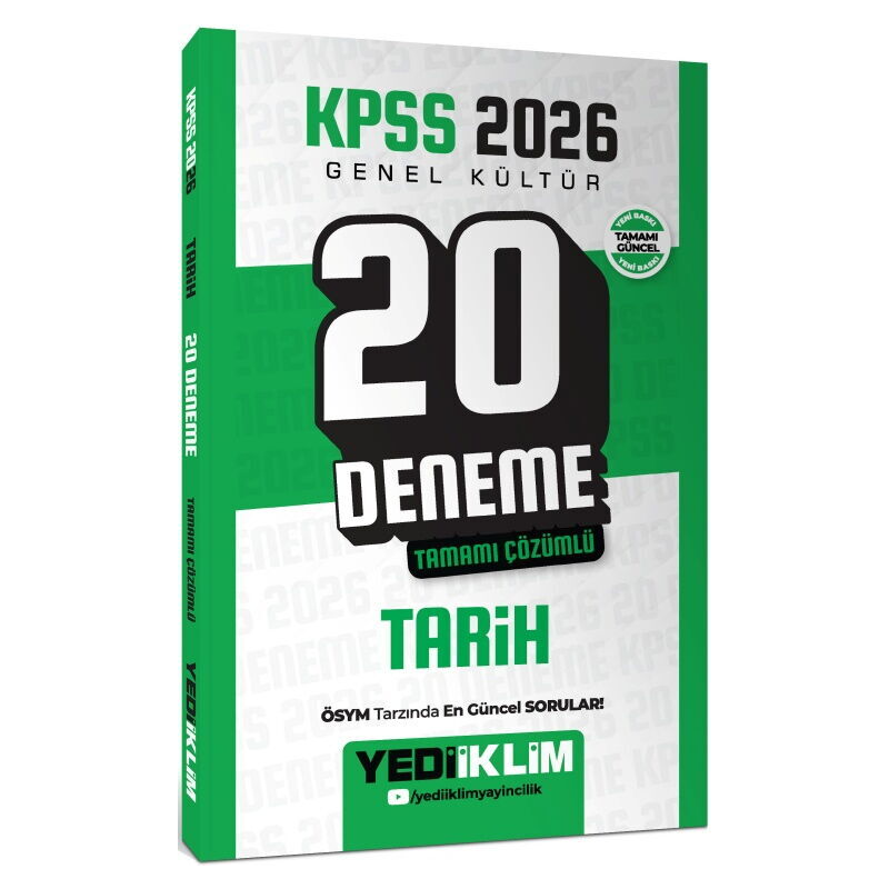 2026 KPSS Genel Kültür Tarih Tamamı Çözümlü 20 Deneme Yediiklim Yayınları