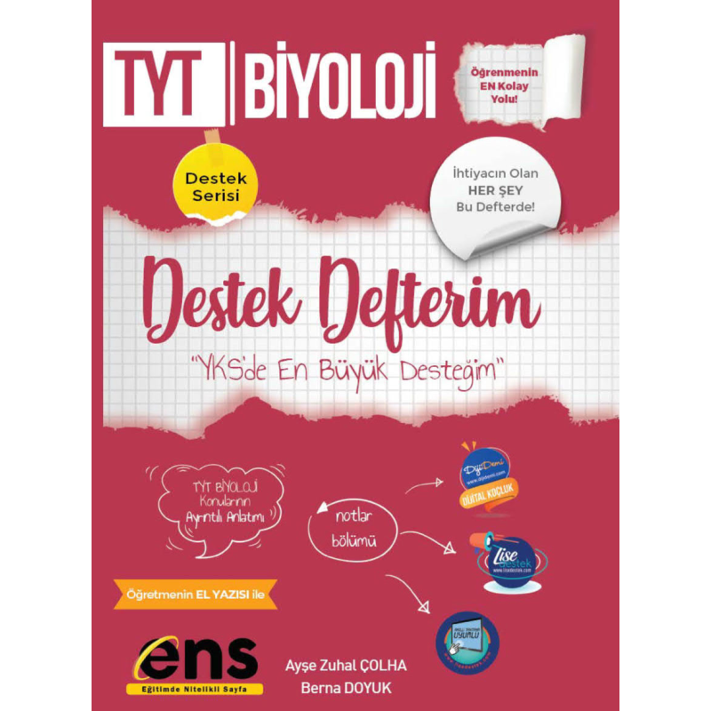 TYT Biyoloji Destek Defterim Destek Serisi ENS Yayınları