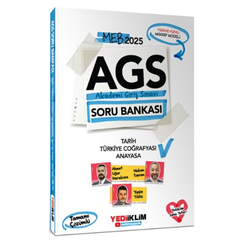2025 MEB AGS Tarih Türkiye Coğrafyası ve Anayasa Tamamı Çözümlü Soru Bankası Yediiklim Yayınları