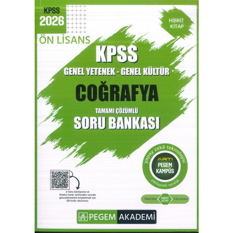 Ön Lisans KPSS Coğrafya Tamamı Çözümlü Soru Bankası Pegem Akademi