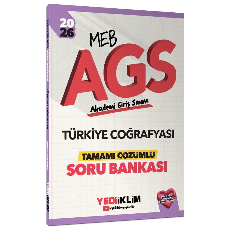 2026 MEB AGS Türkiye Coğrafyası Tamamı Çözümlü Soru Bankası Yediiklim Yayınları