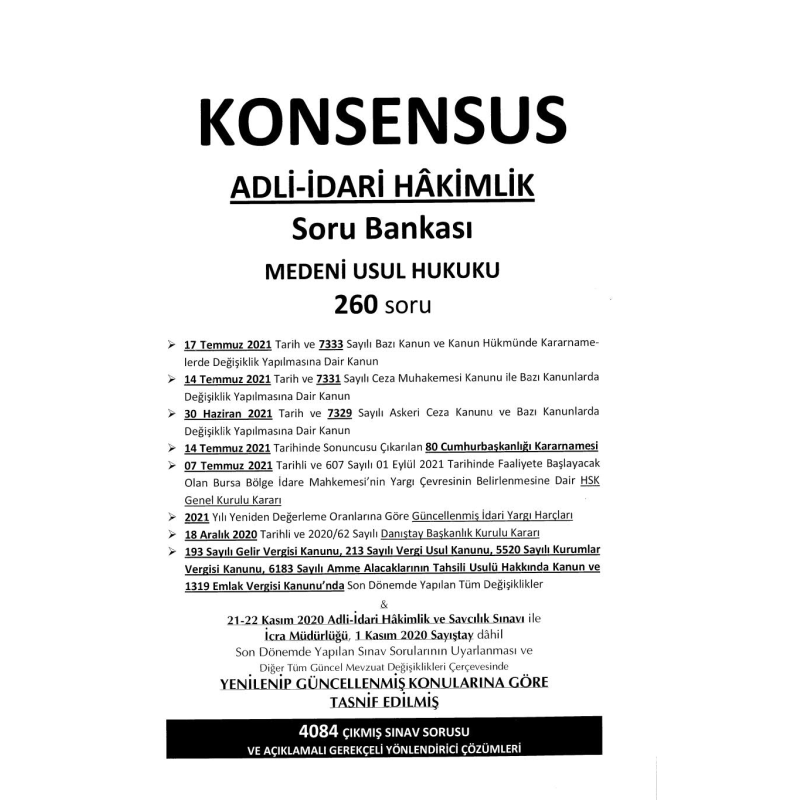 KONSENSUS ADLİ İDARİ HAKİMLİK SORU BANKASI MEDENİ USUL HUKUKU 17. BASKI