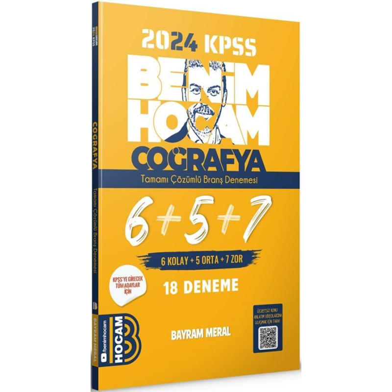 KPSS Coğrafya Tamamı Çözümlü 6+5+7 Deneme Benim Hocam Yayınları