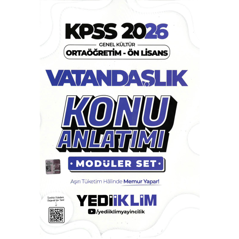 2026 KPSS Lise Ortaöğretim Ön Lisans Konu Anlatımlı Modüler VATANDAŞLIK Yediiklim Yayınları