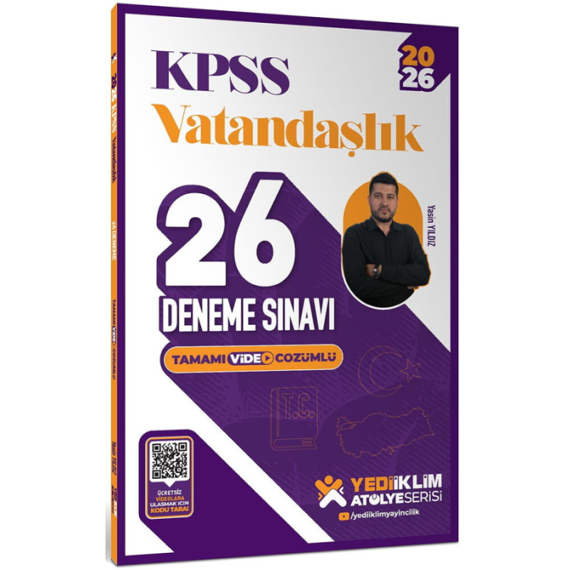2026 KPSS Vatandaşlık Tamamı Video Çözümlü 26 Deneme Sınavı Yediiklim Yayınları