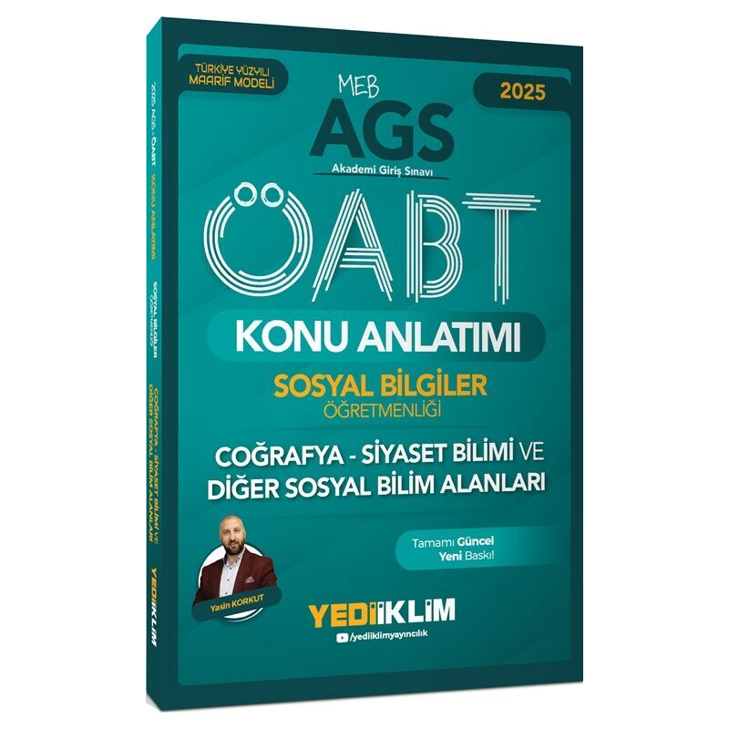 2025 MEB AGS ÖABT Sosyal Bilgiler Öğretmenliği Coğrafya Siyaset Bilimi ve Diğer Sosyal Bilim Alanları Konu A Yediiklim Yayınları