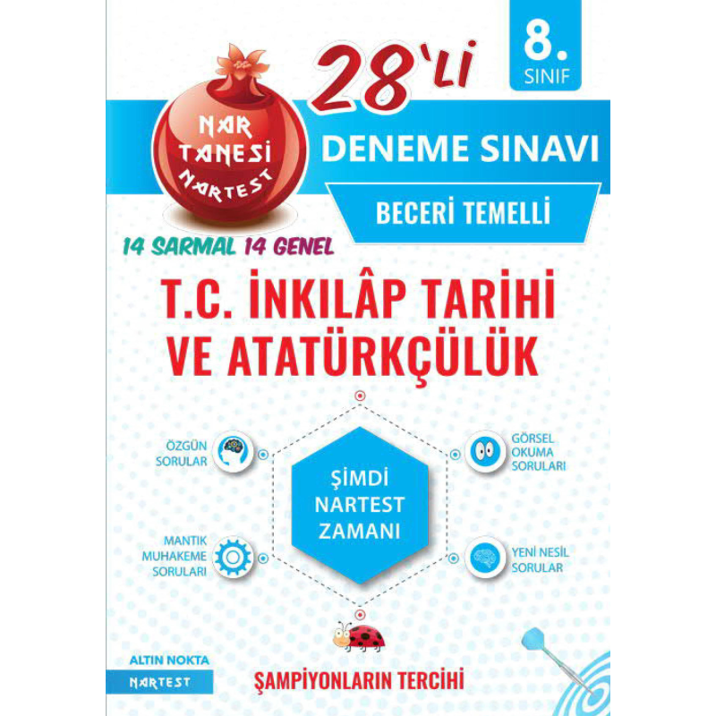 8. Sınıf Nar Tanesi T.C. İnkılap Tarihi Ve Atatürkçülük 28 li Deneme Sınavı Nartest Yayınları