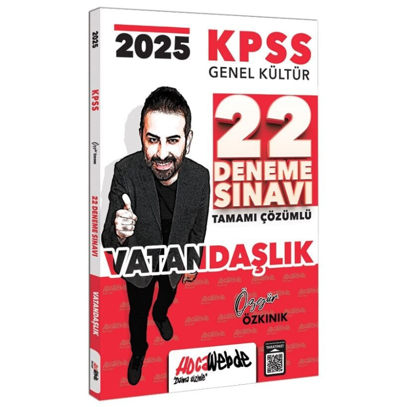 2025 KPSS GK Vatandaşlık Tamamı Çözümlü 22 Deneme Sınavı HocaWebde Yayınları