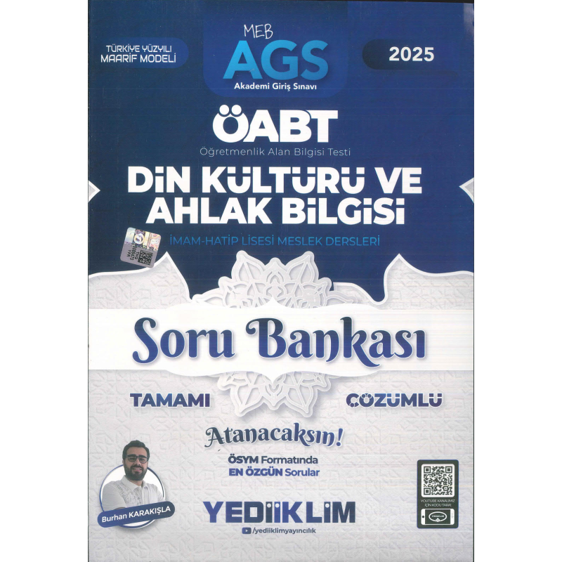 2025 MEB AGS ÖABT Din Kültürü ve Ahlak Bilgisi Tamamı Çözümlü Soru Bankası Yediiklim Yayınları